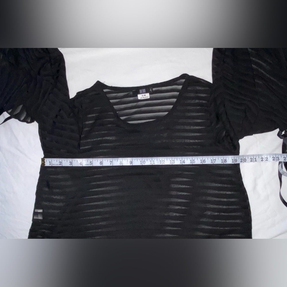 Women’s BEDO semi sheer black long flared open‎ sleeves cover up Top size S/M - Picture 3 of 9